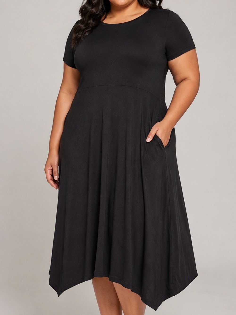 NWOT Joan Rivers Black ‘Regular Cotton Blend Knit Midi Dress with Back Buttons’